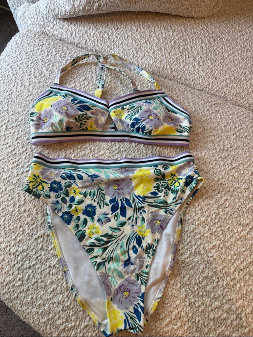 Adore Me Gisele White and Lavender Bikini